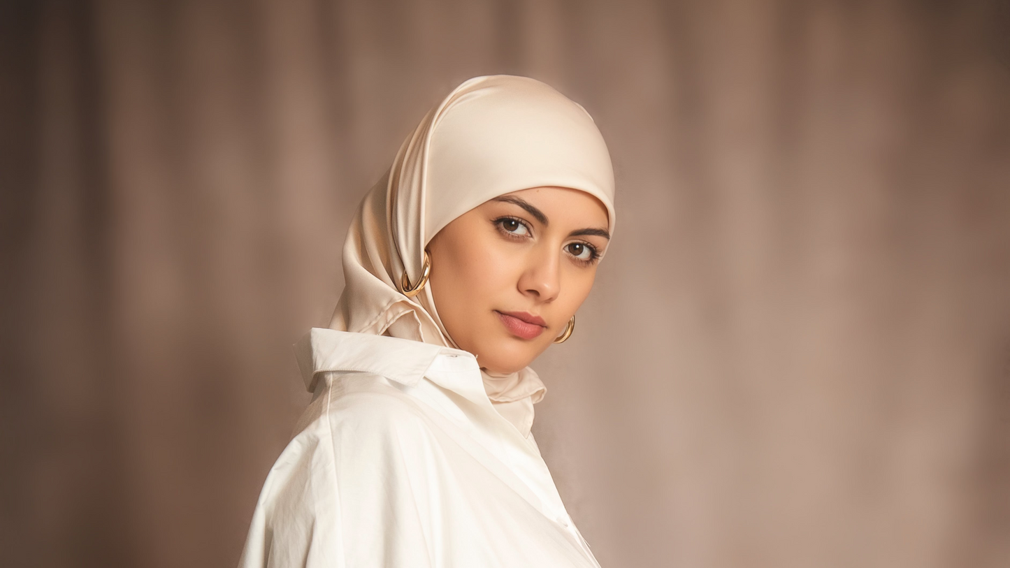 Hijab en Satin Nacré